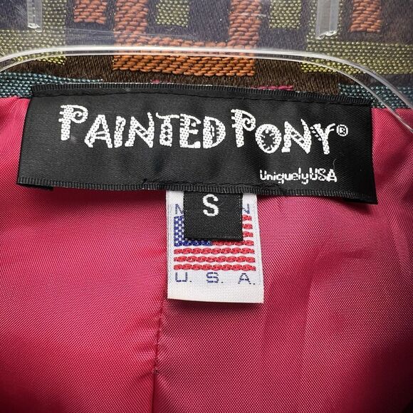 Vtg Painted Pony Blazer Jacket Geometric Embroidered Snap Front Size Small - Picture 3 of 8